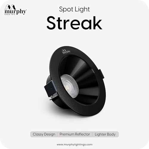 Murphy 7W Streak LED Down Light BL+Black Finish, Natural White Light, Round, Pack of 12, Recessed Ceiling LED Light, Suited for 3 inch Junction Box/Concealed Box (2 Years Warranty) - Image 2