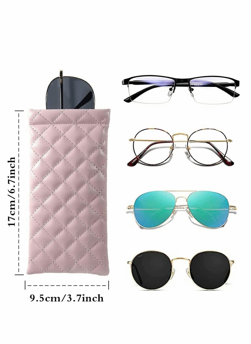 SYOSI Glasses Case Squeeze Top Sunglasses Pouch Portable Soft PU Leather Eyeglass Holder (2 Pack)  - Image 2