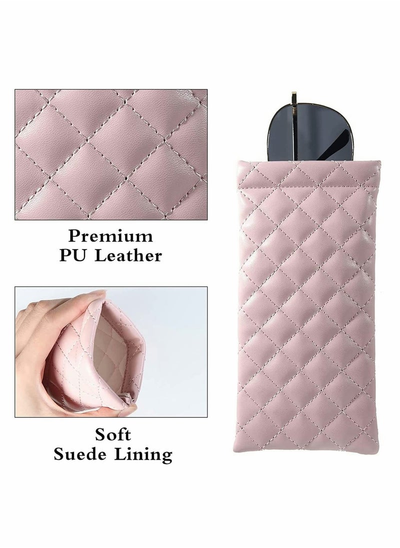 SYOSI Glasses Case Squeeze Top Sunglasses Pouch Portable Soft PU Leather Eyeglass Holder (2 Pack)  - Image 3