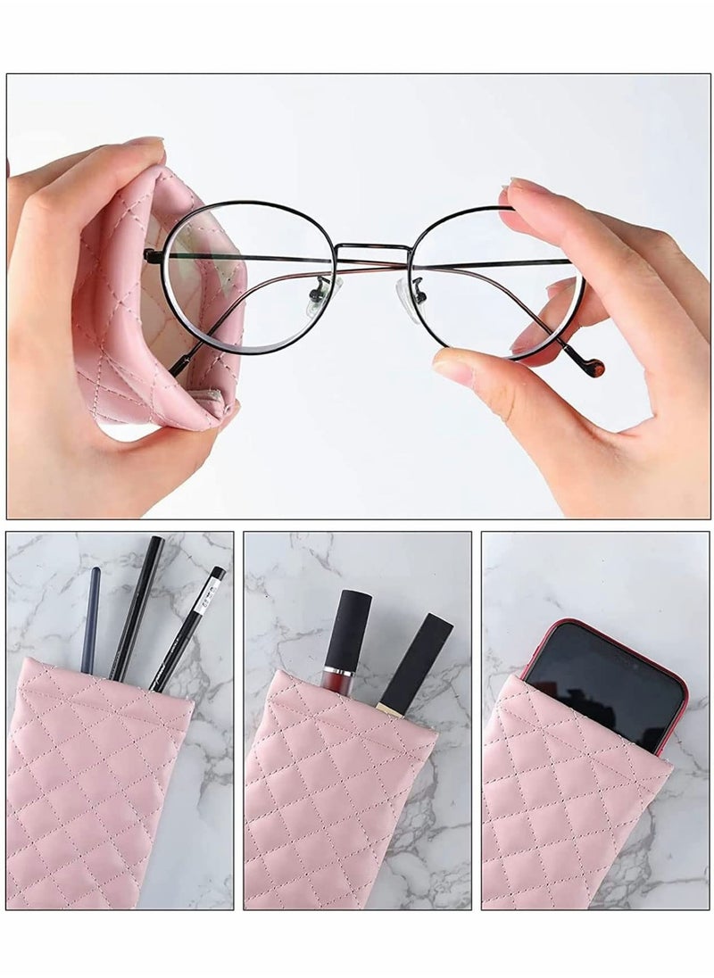 SYOSI Glasses Case Squeeze Top Sunglasses Pouch Portable Soft PU Leather Eyeglass Holder (2 Pack)  - Image 4