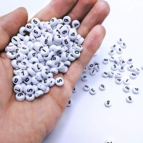 Looconi Amaney 700Pcs 7x4mm 7 Colors Mixed Number Beads Acrylic Round Shape Each Color 100Pcs - Image 5
