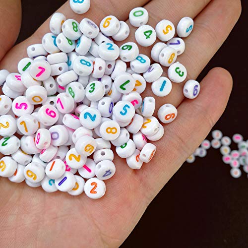 Looconi Amaney 700Pcs 7x4mm 7 Colors Mixed Number Beads Acrylic Round Shape Each Color 100Pcs - Image 4