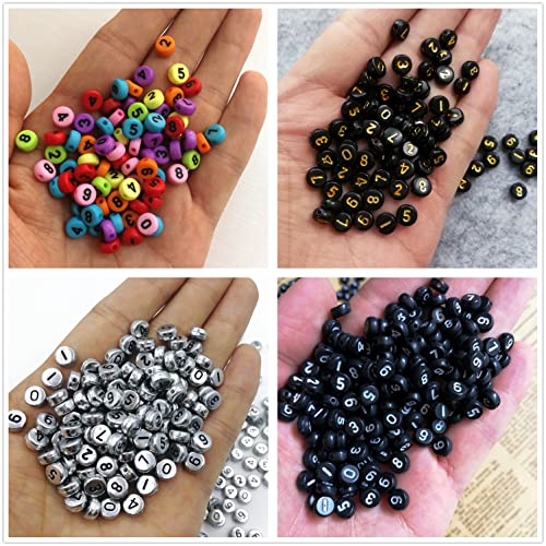 Looconi Amaney 700Pcs 7x4mm 7 Colors Mixed Number Beads Acrylic Round Shape Each Color 100Pcs - Image 3
