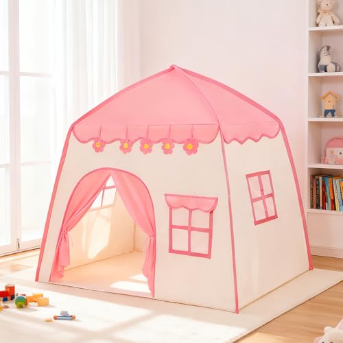 LimitlessFunN Flower Kids Play Tent Includes Star Lights Carrying Case Children Indoor Castle Playhouse For Girls Toddlers 39D x 51W x 51H - Image 1