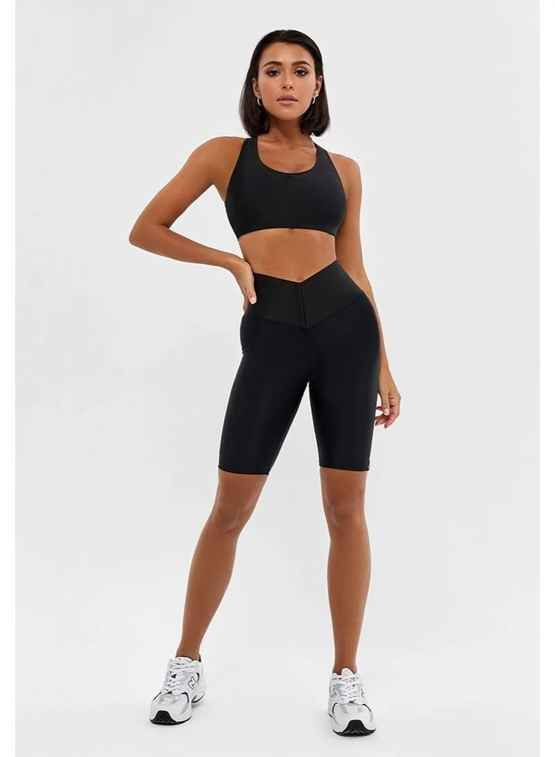 Bona Fide Bona Cycling Corsage Black Corsage High Waist Tummy Control Gym Shorts for Women | Best Price UAE