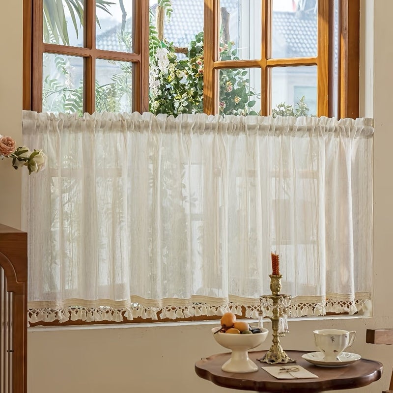 1 Panel Pastoral Vintage Semi Transparent Curtain Summer Style Rod Pocket Hanging 79 Inch Length 24 Inch Width 1 Piece Window Decoration For Cafe Balcony Kitchen Cottage Living Room Bedroom - Image 3