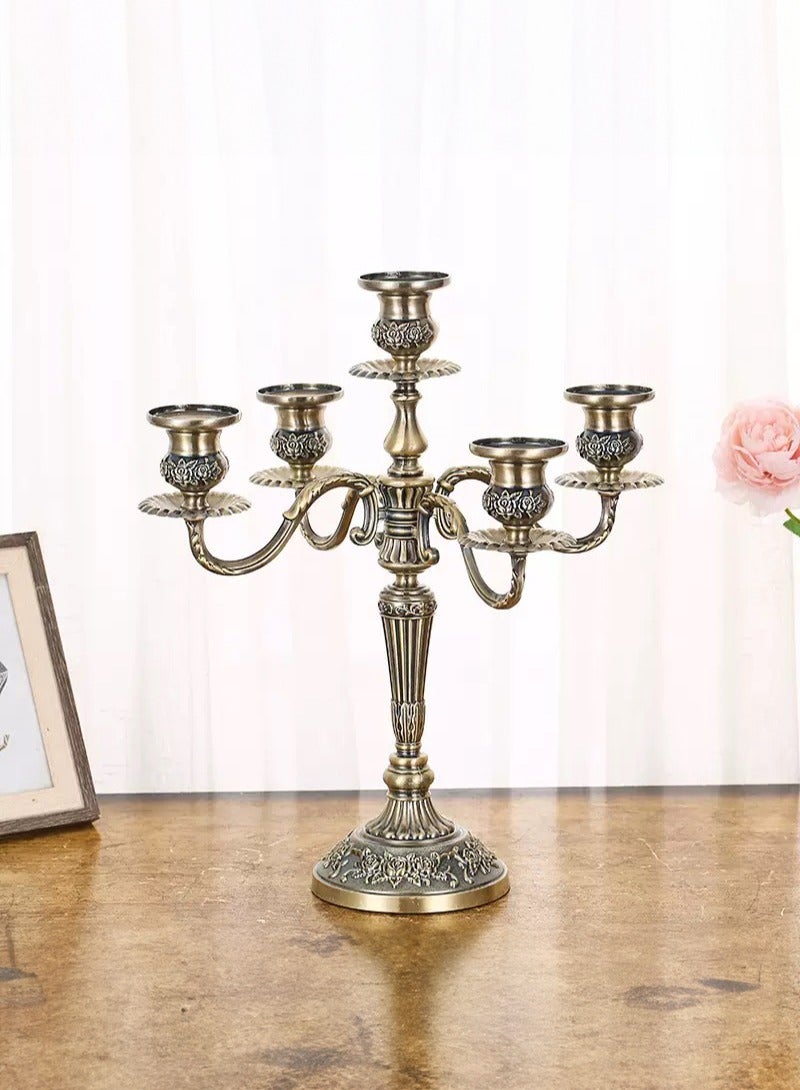 Manhua 5 antique bronze metal European alloy candle holders,classic home and hotel candle holders - Image 1