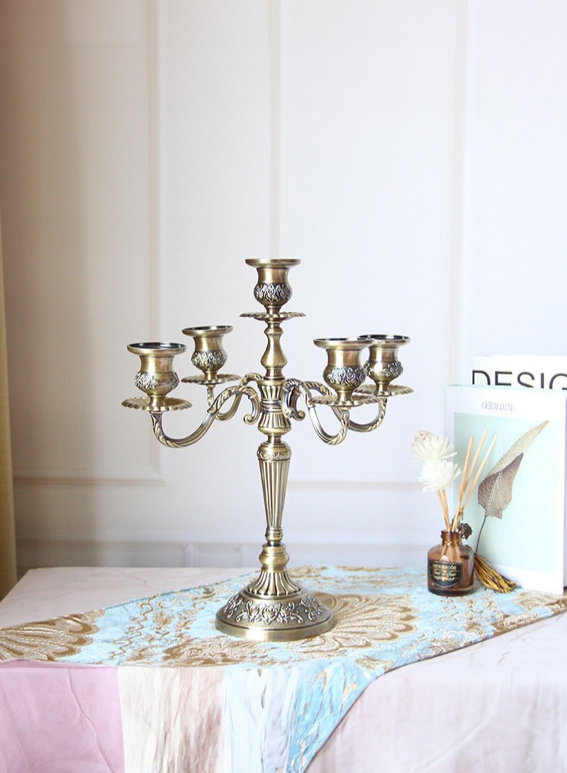 Manhua 5 antique bronze metal European alloy candle holders,classic home and hotel candle holders - Image 2