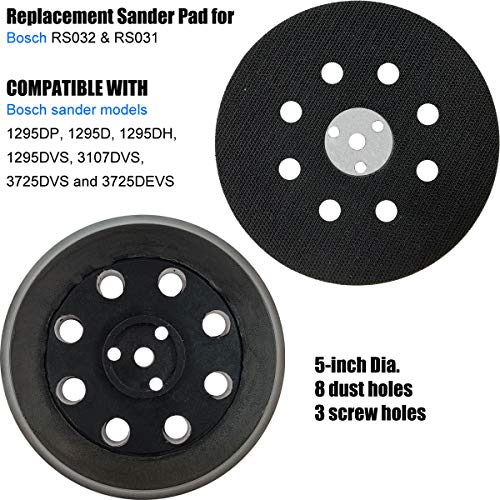 Tockrop 5-Inch Hook and Loop Replacement Backing Pad for Bosch RS032 & RS031 - Work with Bosch Sander Models 1295DP, 1295D, 1295DH, 1295DVS, 3107DVS, 3725DVS and 3725DEVS - Image 2