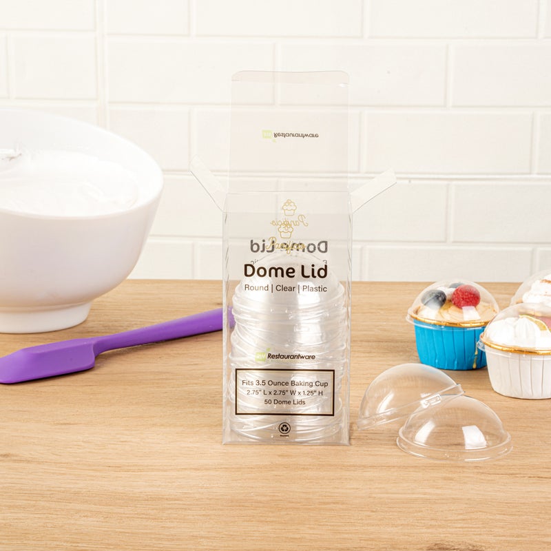 Restaurantware-LIDS ONLY: Panificio 2.7 x 1.5 Inch Baking Lids, 500 Sturdy Plastic Baking Lids - Cups Sold Separately, Greaseproof, Clear Plastic Tin Lids, Fit 3.5 Ounce Foil Cups, For Bakeries - Image 3