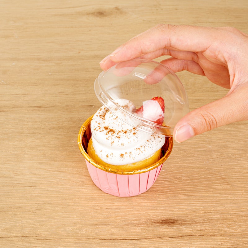 Restaurantware-LIDS ONLY: Panificio 2.7 x 1.5 Inch Baking Lids, 500 Sturdy Plastic Baking Lids - Cups Sold Separately, Greaseproof, Clear Plastic Tin Lids, Fit 3.5 Ounce Foil Cups, For Bakeries - Image 5