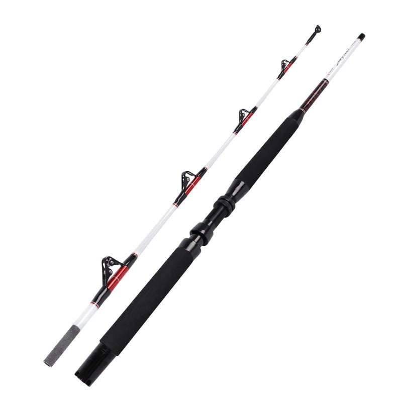 Fiblink Trolling Rod Saltwater Deep Dropper Big Game Rod Conventional Boat Roller Rod Carbon Fishing Pole (2 Pieces - 5'6" - 30-50lbs) - Image 2