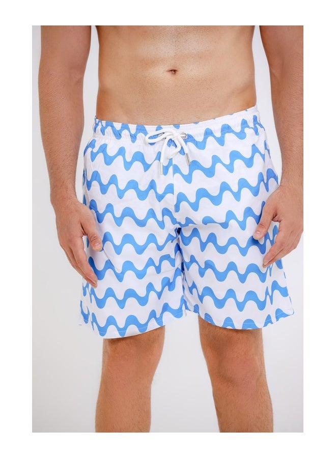 WHITE RABBIT Printed swim shorts with side pockets - Image 1