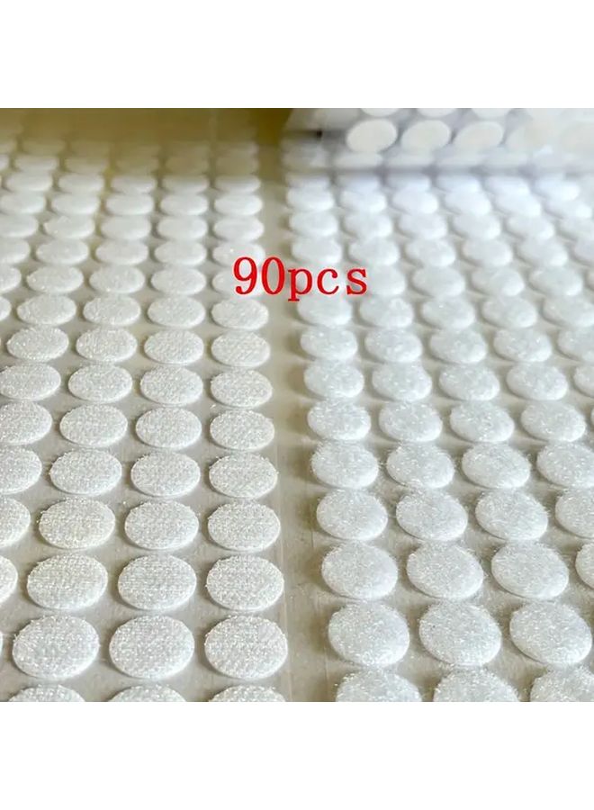 90 Pcs White Self Adhesive Hook And Loop Dots Strong Sticker For Classroom Office Home - Image 1
