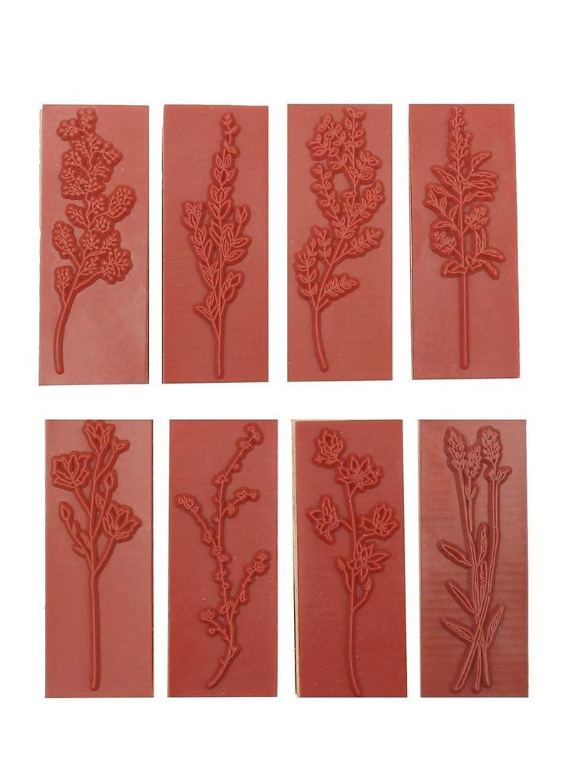 KASTWAVE 8 Pieces Wood Mounted Rubber Stamps, Plant Flower Vintage Lotus Series Decorative Wood Rubber Seal Stamp for DIY Craft, Letters Diary and Craft Scrapbooking, Gift Wrapping and Cards  - Image 3
