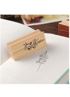KASTWAVE 8 Pieces Wood Mounted Rubber Stamps, Plant Flower Vintage Lotus Series Decorative Wood Rubber Seal Stamp for DIY Craft, Letters Diary and Craft Scrapbooking, Gift Wrapping and Cards  - Image 4