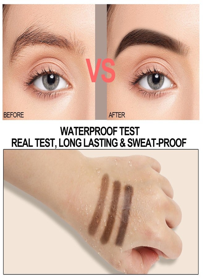 GEUUFEA 3 Colors Eyebrow Makeup Kit, Professional Brow Contour Palette, Waterproof Long-lasting Eyebrow Filler Powder with Mirror & Brow Brush - Image 3