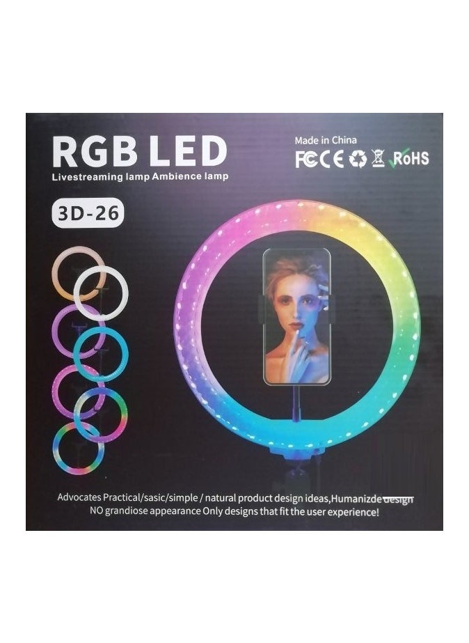3D Multi-Color RGB LED 3D-26 Ring Light For Photography Vlogging And Reels  - Image 1