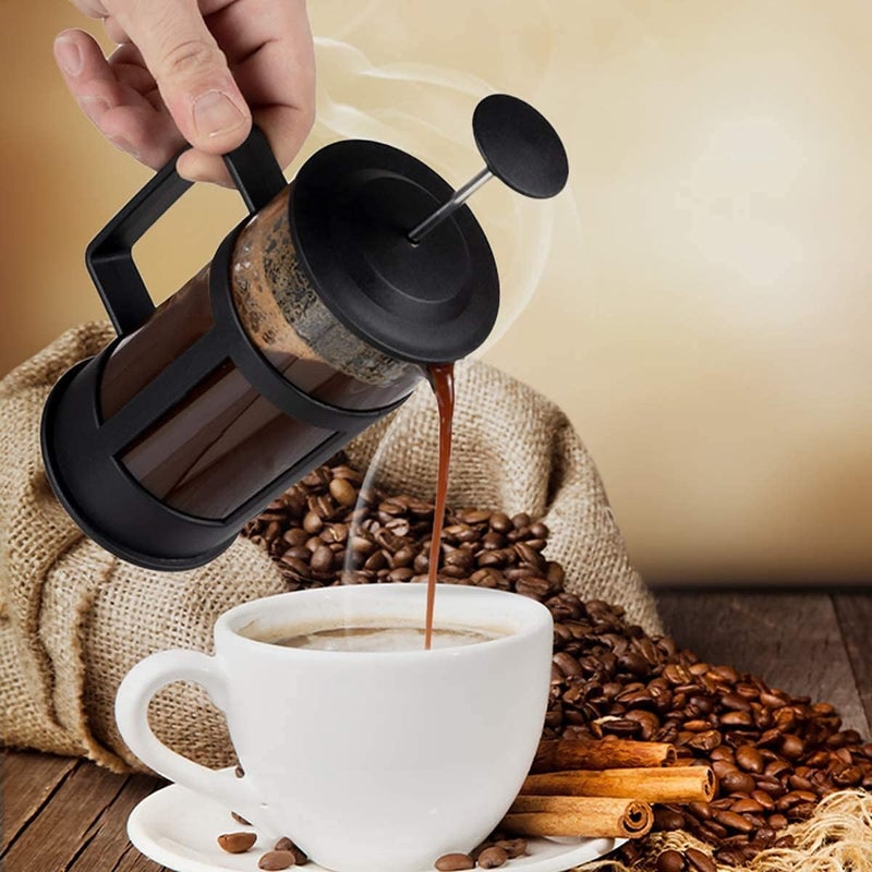 سبيس شوب صانع القهوة والشاي الفرنسي من تيم، إبريق قهوة زجاجي من البوروسيليكات المكثف مع مرشحات شاش، مقاوم للصدأ وخالٍ 100% من مادة BPA (300 مل) - Image 3