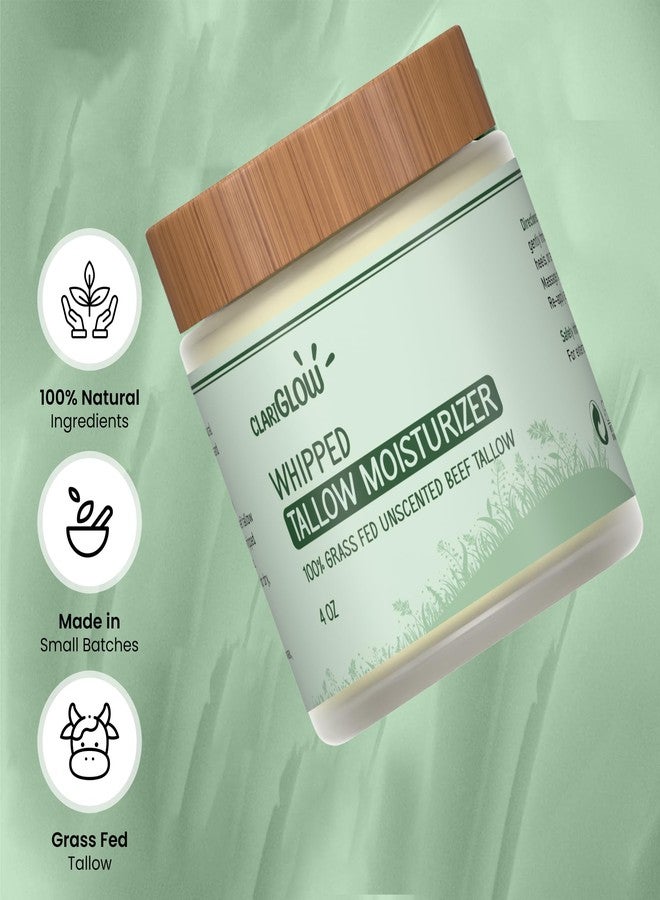 Clariglow Whipped Beef Tallow Skin Moisturizer - Unscented Grass Fed Organic Beef Tallow Face Cream - Honey Balm & Jojoba Oil - 4 oz - Image 3