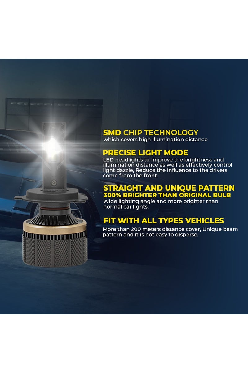 توبيز مجموعة مصابيح أمامية LED أصلية مختبرة من Toby's T220 Pro H4 بقوة 440 واط/زوج، مقاومة للماء، ألوان زاهية مع درجة حرارة 6500 كلفن - Image 4