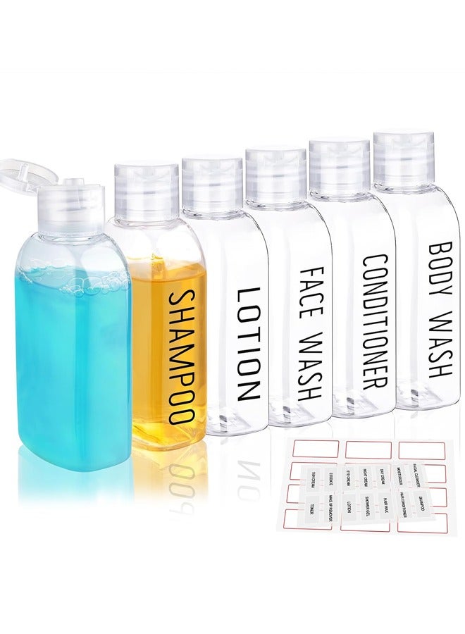 YALONG Travel Cosmetic Bottles, 3.4 oz/6 Pack, 100 ml, TSA Approved Lotion Bottles Travel Size, Leakproof, Squeeze Bottles with Flip Cap for Makeup, Shampoo, Lotion - Image 1