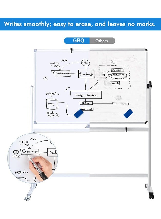 GBQ Magnetic Double-sided Whiteboard 90*120cm Aluminum With Stand For Easy Installation With 3pcs Whiteboard Markers, 6pcs Magnets, 1pcs Whiteboard Eraser - Image 3
