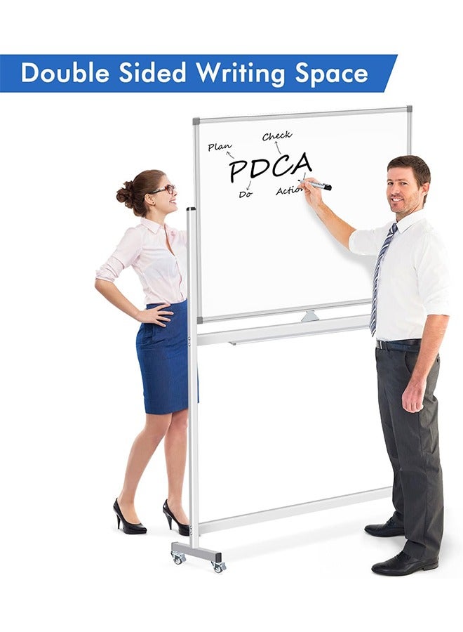 GBQ Magnetic Double-sided Whiteboard 90*120cm Aluminum With Stand For Easy Installation With 3pcs Whiteboard Markers, 6pcs Magnets, 1pcs Whiteboard Eraser - Image 4