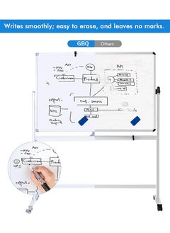GBQ Magnetic Double-sided Whiteboard 90*120cm Aluminum With Stand For Easy Installation With 3pcs Whiteboard Markers, 6pcs Magnets, 1pcs Whiteboard Eraser  - Image 4