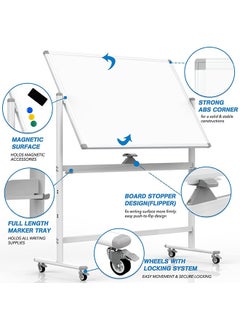 GBQ Magnetic Double-sided Whiteboard 90*120cm Aluminum With Stand For Easy Installation With 3pcs Whiteboard Markers, 6pcs Magnets, 1pcs Whiteboard Eraser  - Image 2
