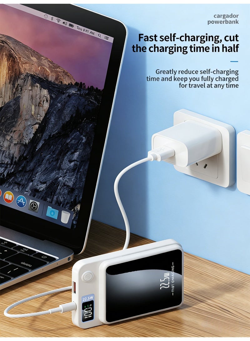 Magnetic Wireless Power Bank 10000mAh 22.5W Fast Charging Portable Battery with LED Display Dual Mode Wireless Wired Charger for iPhone 12-16 Series All Smartphones White - Image 3
