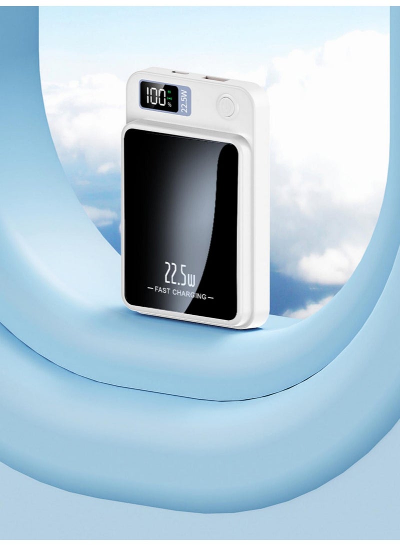 Magnetic Wireless Power Bank 10000mAh 22.5W Fast Charging Portable Battery with LED Display Dual Mode Wireless Wired Charger for iPhone 12-16 Series All Smartphones White - Image 5
