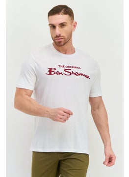 Ben Sherman Men Crew Neck Short Sleeves Brand Logo T-Shirt, White  - Image 1