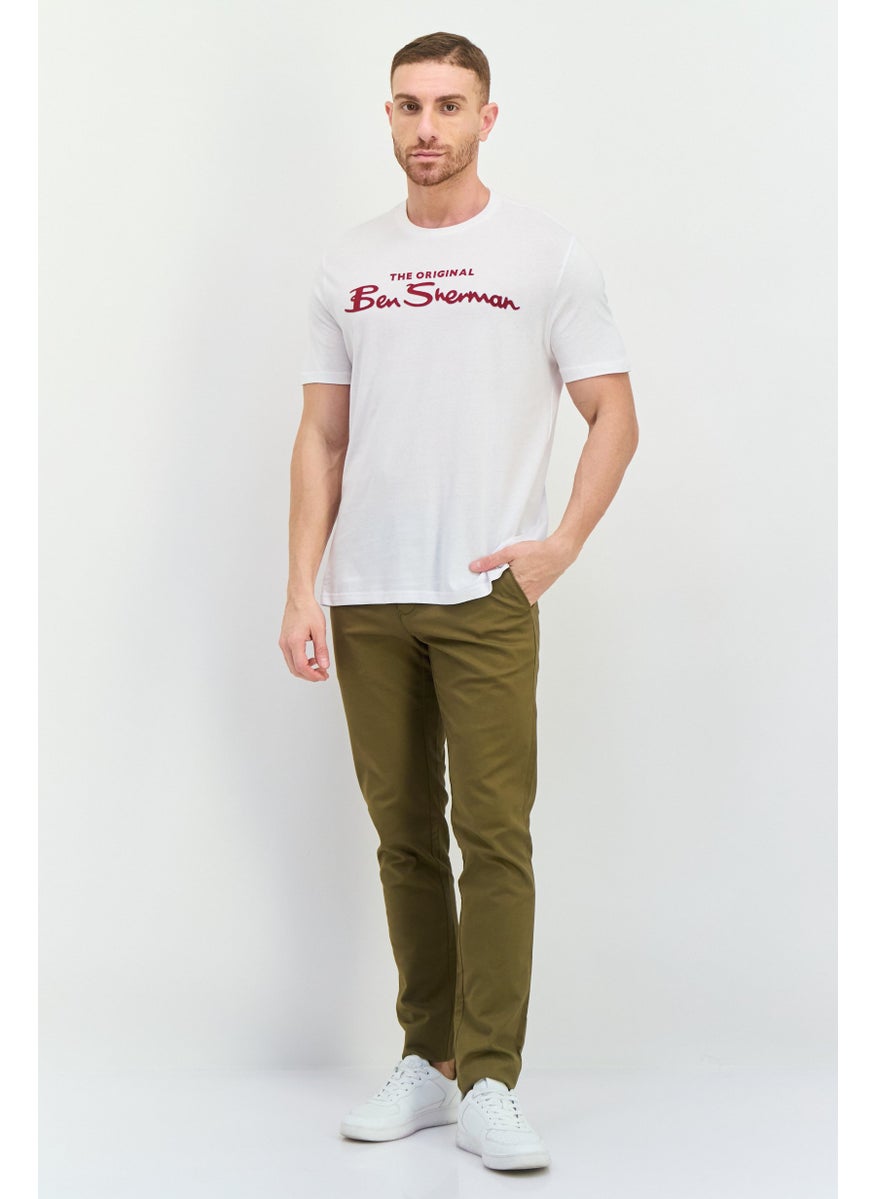 Ben Sherman Men Crew Neck Short Sleeves Brand Logo T-Shirt, White  - Image 3