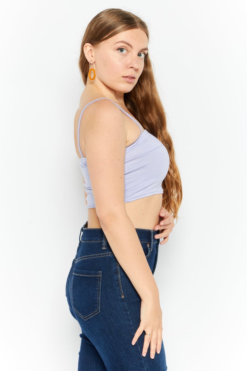 Missguided بلوزة نسائية بدون أكمام بقصة مربعة، لافندر - Image 3