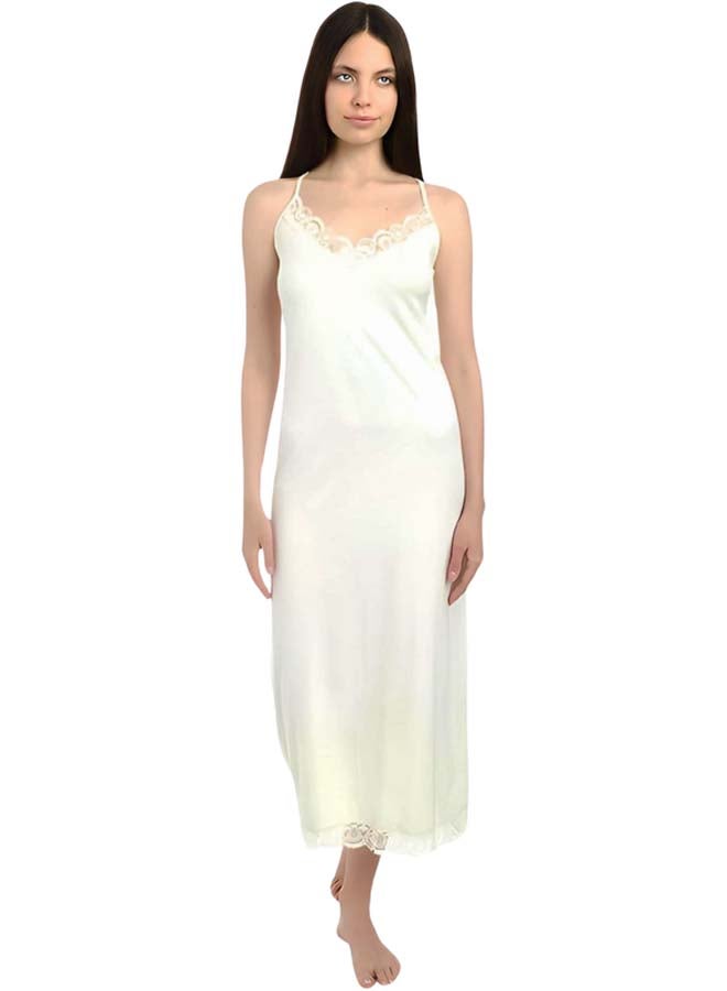 Dahab Cotton Plain Spaghetti Straps Full Slip For Women-Beige - Image 2