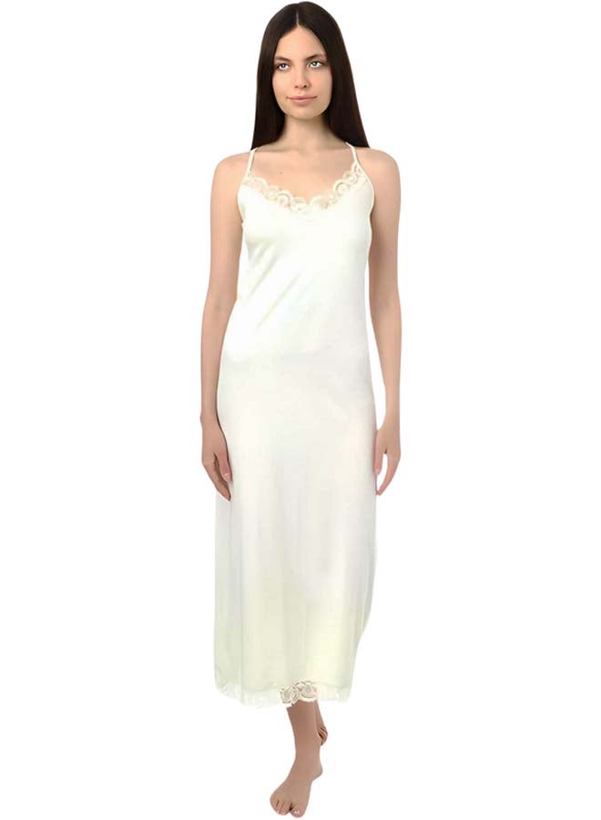 Dahab Cotton Plain Spaghetti Straps Full Slip For Women-Beige - Image 1