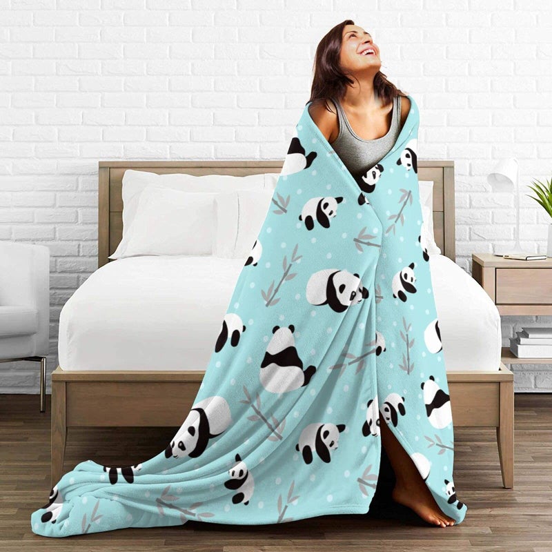 Majoug Cute Panda Pattern Throw Blanket Soft Lightweight Cozy Premium Flannel Warm Bed Blanket for Bedroom Living Couch All Seasons 50""X40"" - Image 5