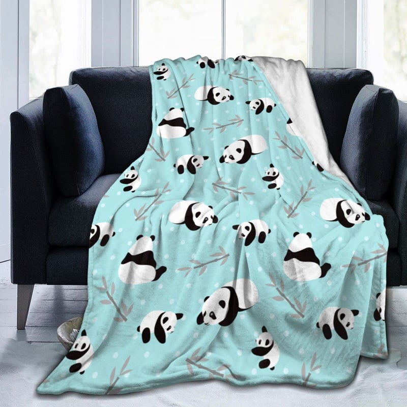 Majoug Cute Panda Pattern Throw Blanket Soft Lightweight Cozy Premium Flannel Warm Bed Blanket for Bedroom Living Couch All Seasons 50""X40"" - Image 1