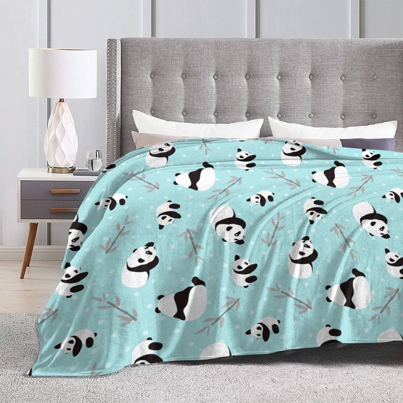 Majoug Cute Panda Pattern Throw Blanket Soft Lightweight Cozy Premium Flannel Warm Bed Blanket for Bedroom Living Couch All Seasons 50""X40"" - Image 4