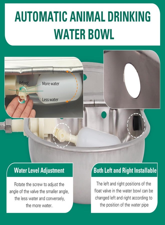 Abustle pig Tbrand Automatic Cow Drinking Water Bowl,304 Stainless Steel Animal Waterer Bowl for Horse,Goat,Pig,Dog, with 1/2 Float Valve - Image 5