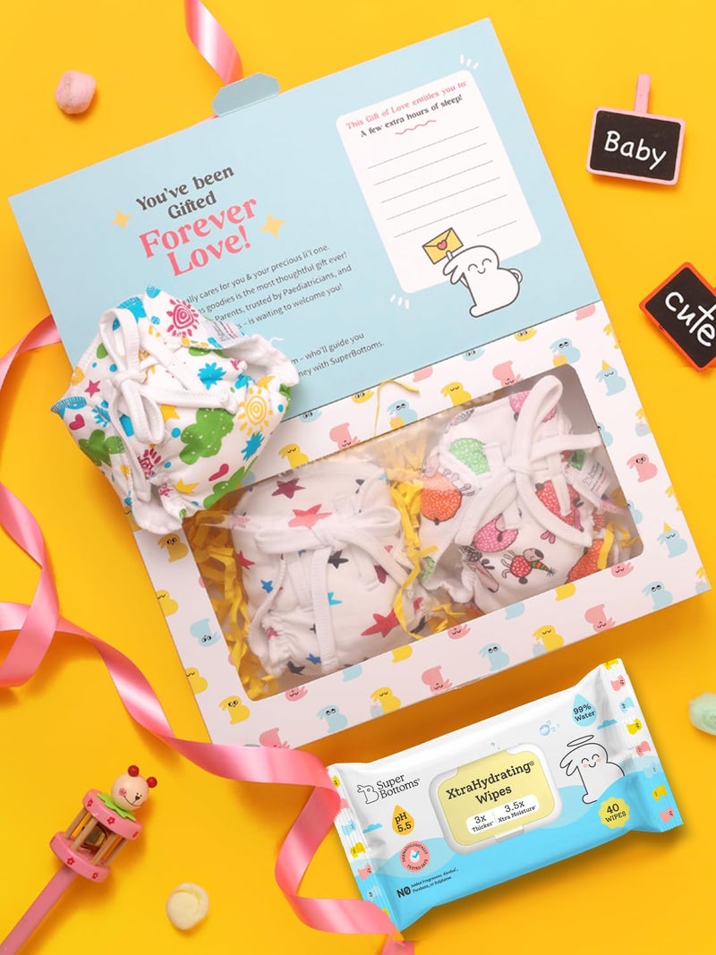 SuperBottoms Newborn Mini Gift Pack | Perfect for 0 to 6 months | Softest Baby Langots | 3x Thicker XtraHydrating® Wipes | Baby Shower Gift Pack | Baby Shower Gift - Image 1