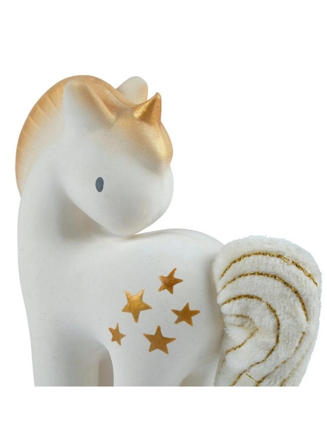 Tikiri Shining Stars Unicorn Organic Natural Rubber Rattle with Crinkle Wings - Image 3