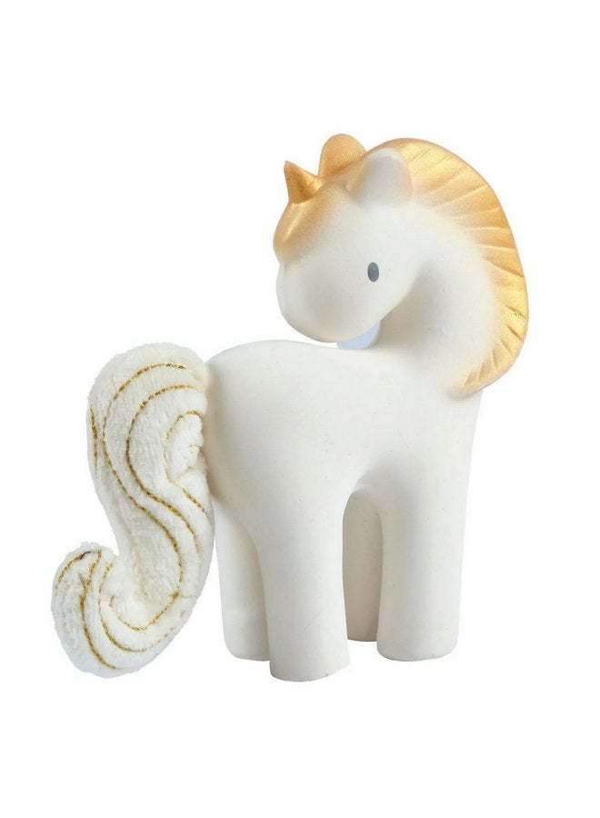 Tikiri Shining Stars Unicorn Organic Natural Rubber Rattle with Crinkle Wings - Image 4