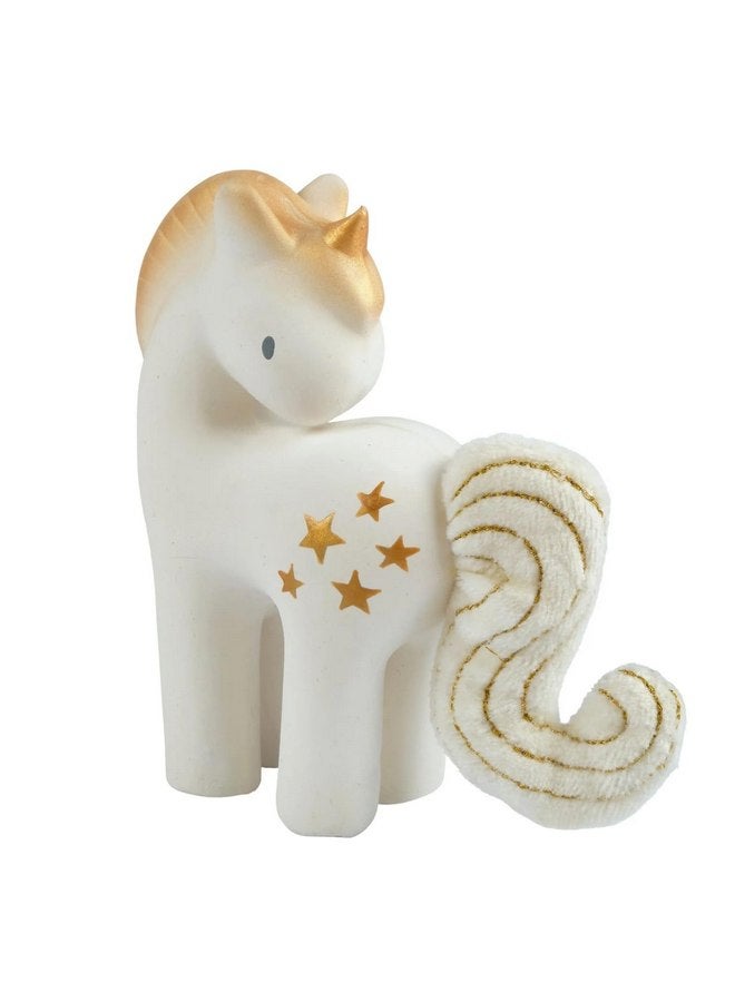 Tikiri Shining Stars Unicorn Organic Natural Rubber Rattle with Crinkle Wings - Image 5