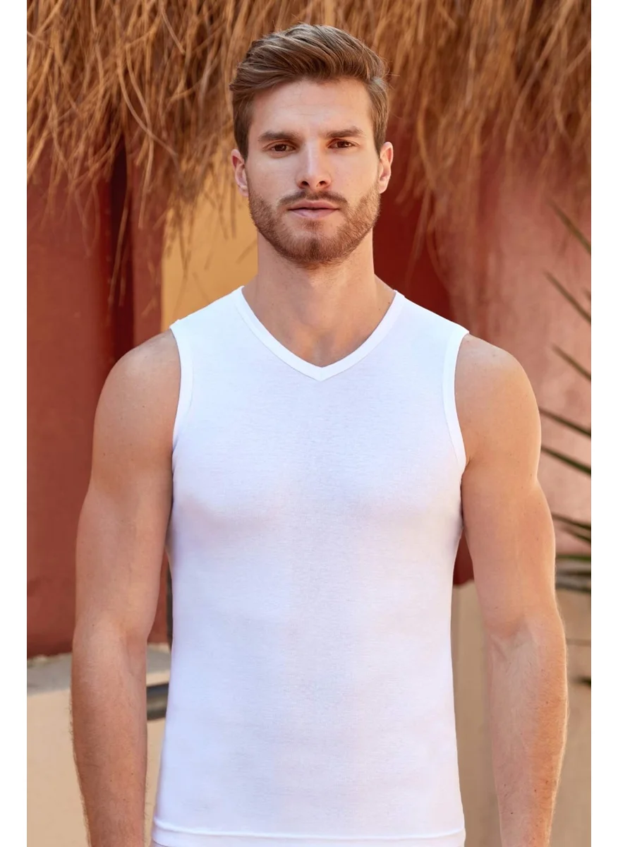 بيراك Clear Cotton Zero Sleeve V Neck White Men's Undershirt Pack of 2