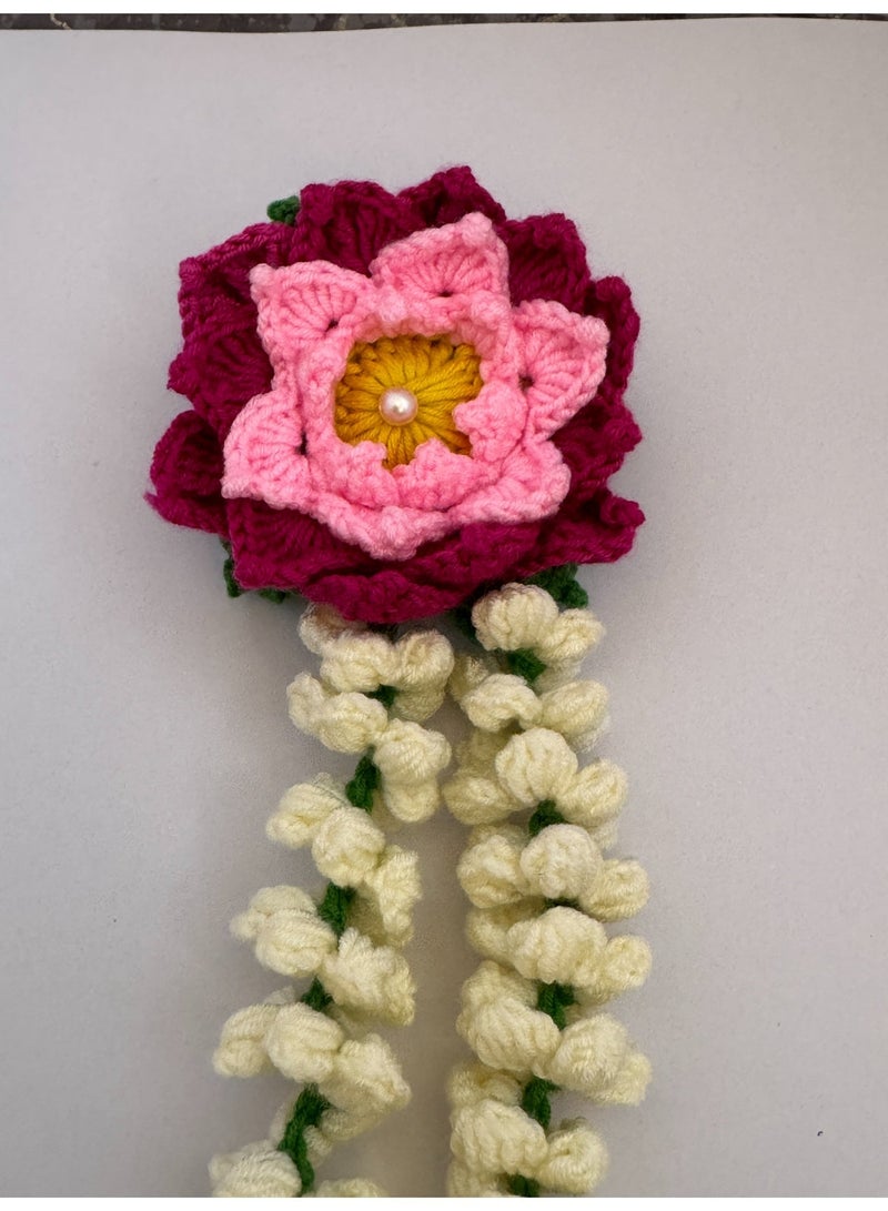 HerTouch Creations Handmade Crochet Lotus and Jasmine String Gajra - Flower Hair Accessory for Women (1 Pc) - Image 3