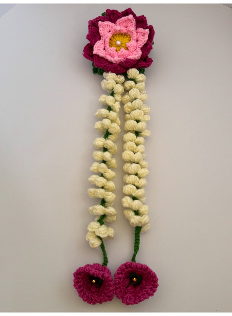 HerTouch Creations Handmade Crochet Lotus and Jasmine String Gajra - Flower Hair Accessory for Women (1 Pc) - Image 4