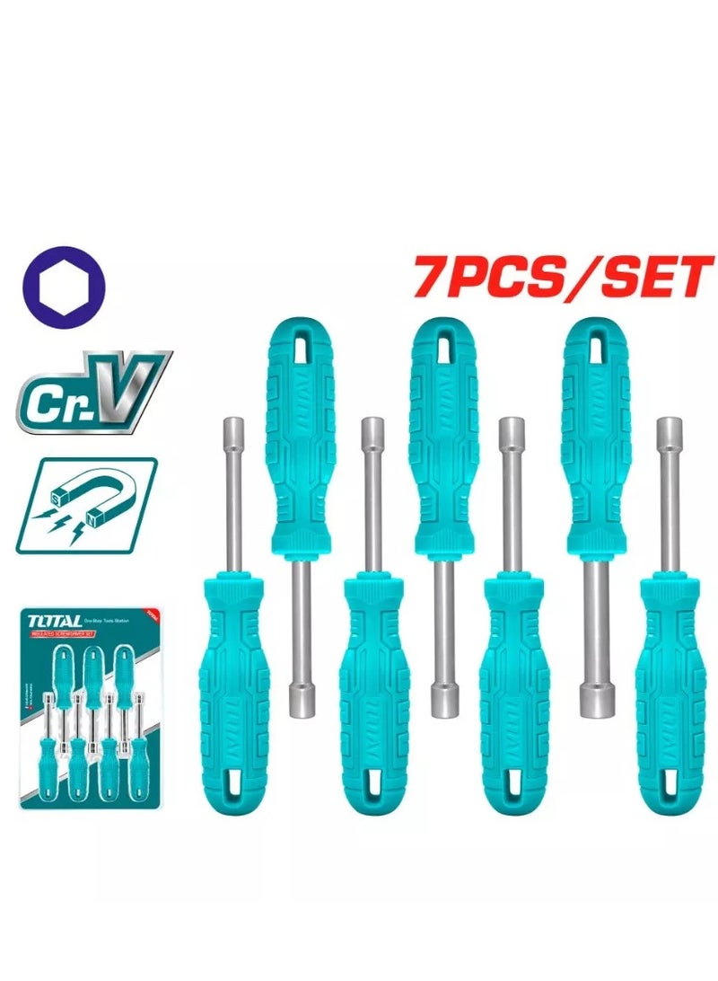 TOTAL TOTAL 7PCS Nut Driver Set – Multi-Size Screwdrivers for Nuts, Bolts, and Screws – 6mm to 12mm – Durable, Ergonomic Handles for DIY & Professional Use  - Image 1