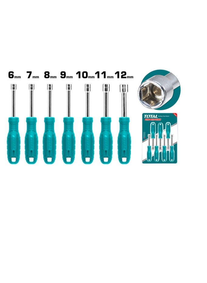 TOTAL TOTAL 7PCS Nut Driver Set – Multi-Size Screwdrivers for Nuts, Bolts, and Screws – 6mm to 12mm – Durable, Ergonomic Handles for DIY & Professional Use  - Image 2